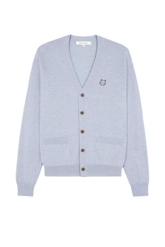  메종키츠네 볼드 폭스 헤드 패치 V넥 가디건  MM00509KT1036 H410