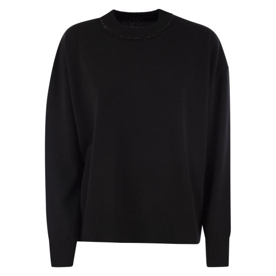  파비아나 필리피 시퀸 크루넥 스웨터 MAD214F016I947 BLACK