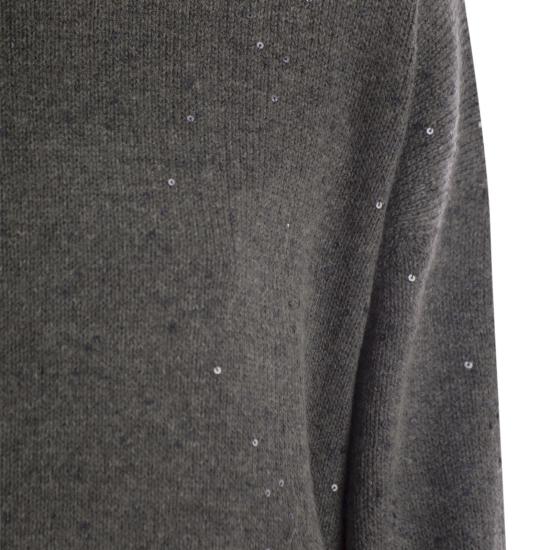  브루넬로 쿠치넬리 시퀸 아플리케 하이 넥 스웨터 M73539914 PLUM - BRUNELLO CUCINELLI