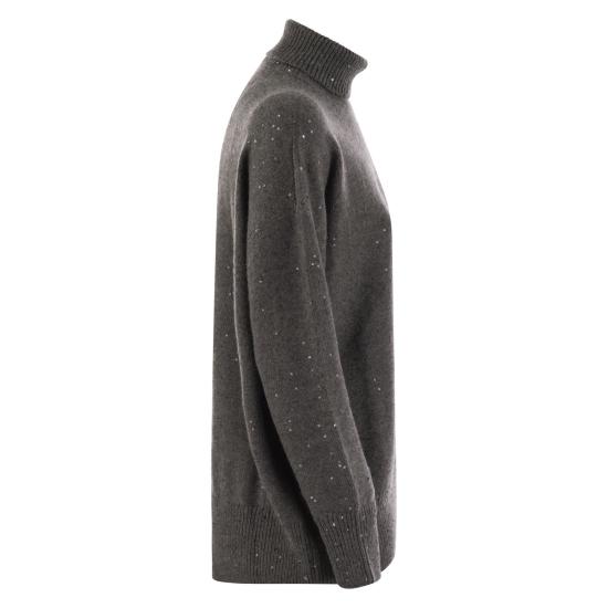  브루넬로 쿠치넬리 시퀸 아플리케 하이 넥 스웨터 M73539914 PLUM - BRUNELLO CUCINELLI