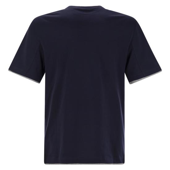 브루넬로 쿠치넬리 자수 로고 티셔츠 M0B137427 BLUE - BRUNELLO CUCINELLI