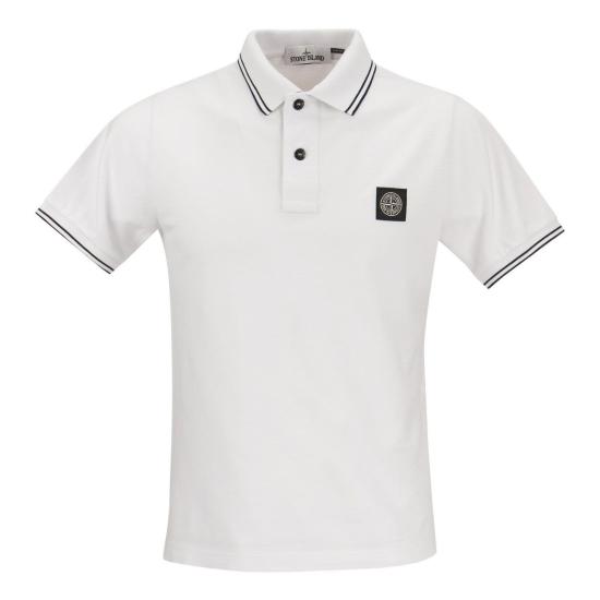  스톤 아일랜드 2SC18 스트레치 코튼 피케 숏슬리브 폴로 셔츠 80152SC18 WHITE