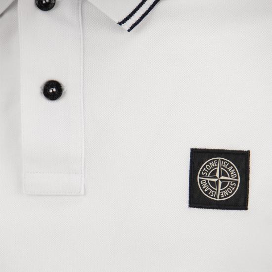  스톤 아일랜드 2SC18 스트레치 코튼 피케 숏슬리브 폴로 셔츠 80152SC18 WHITE - STONE ISLAND