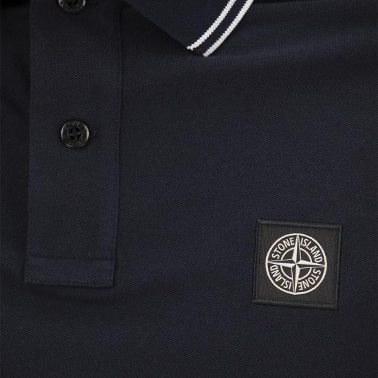  스톤 아일랜드 2SC18 스트레치 코튼 피케 숏슬리브 폴로 셔츠 80152SC18 BLUE - STONE ISLAND