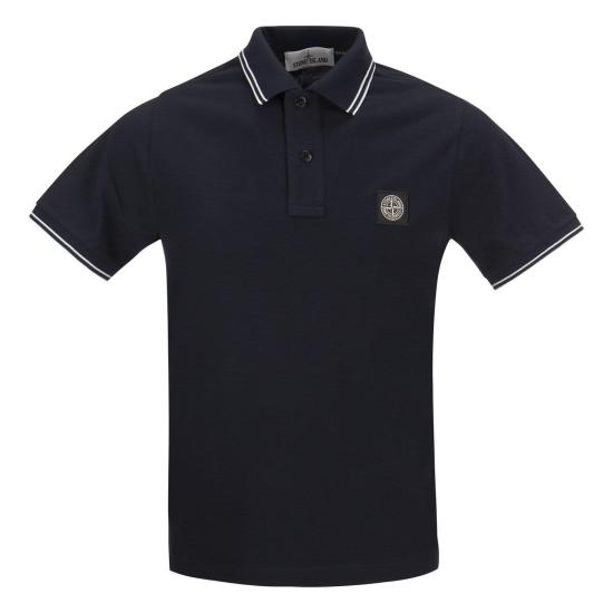  스톤 아일랜드 2SC18 스트레치 코튼 피케 숏슬리브 폴로 셔츠 80152SC18 BLUE