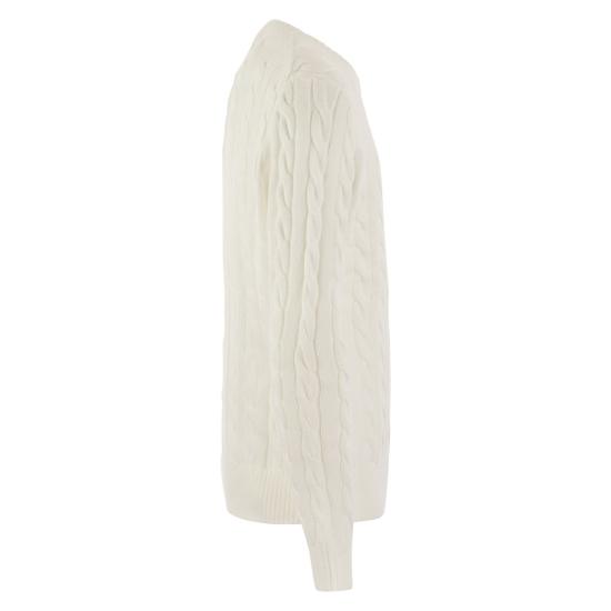 26SS 폴로 랄프로렌 로고 자수 케이블 니트 스웨터 710775885 WHITE - POLO RALPH LAUREN