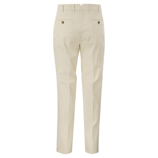  브루넬로 쿠치넬리 코튼 스트래치 미드 라이즈 슬림 핏 치노 M289LI1770 CREAM - BRUNELLO CUCINELLI