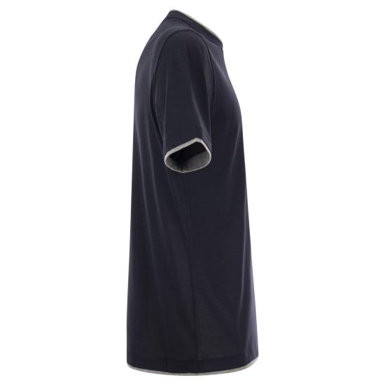  브루넬로 쿠치넬리 페이크 레이어링 티셔츠 MD8217427 BLUE - BRUNELLO CUCINELLI