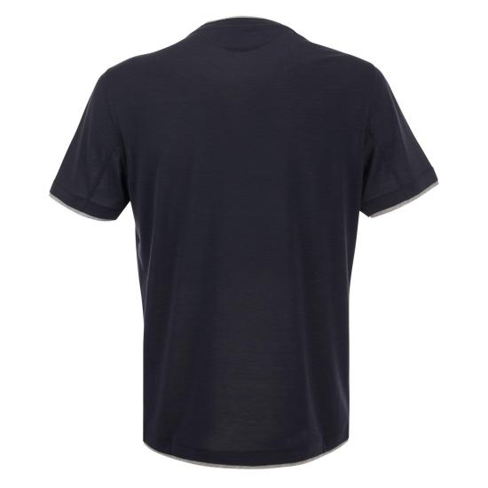  브루넬로 쿠치넬리 페이크 레이어링 티셔츠 MD8217427 BLUE - BRUNELLO CUCINELLI