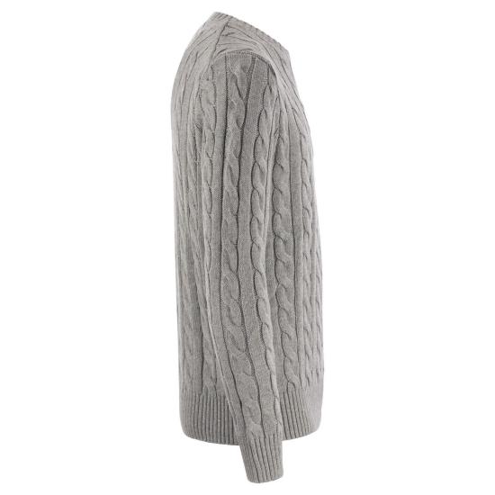  폴로 랄프로렌 로고 자수 케이블 니트 스웨터  710775885 GREY - POLO RALPH LAUREN