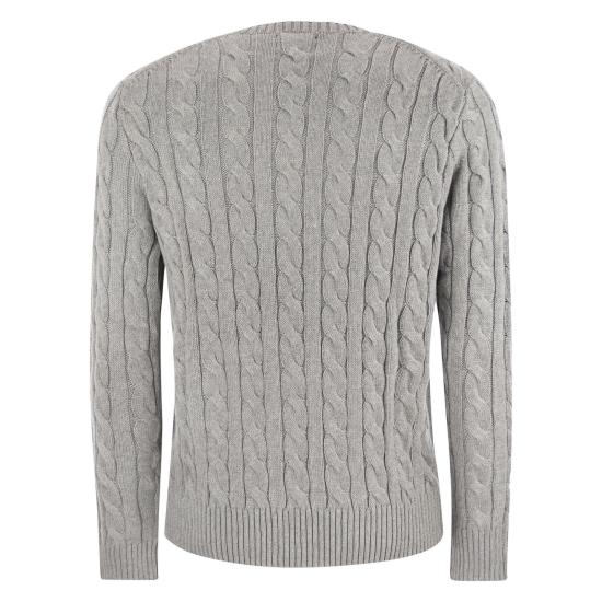  폴로 랄프로렌 로고 자수 케이블 니트 스웨터  710775885 GREY - POLO RALPH LAUREN