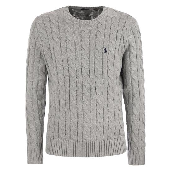  폴로 랄프로렌 로고 자수 케이블 니트 스웨터  710775885 GREY