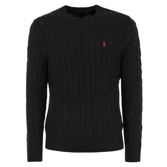 26SS 폴로 랄프로렌 로고 자수 케이블 니트 스웨터 710775885 BLACK