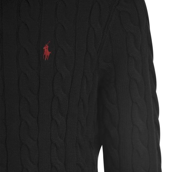 26SS 폴로 랄프로렌 로고 자수 케이블 니트 스웨터 710775885 BLACK - POLO RALPH LAUREN