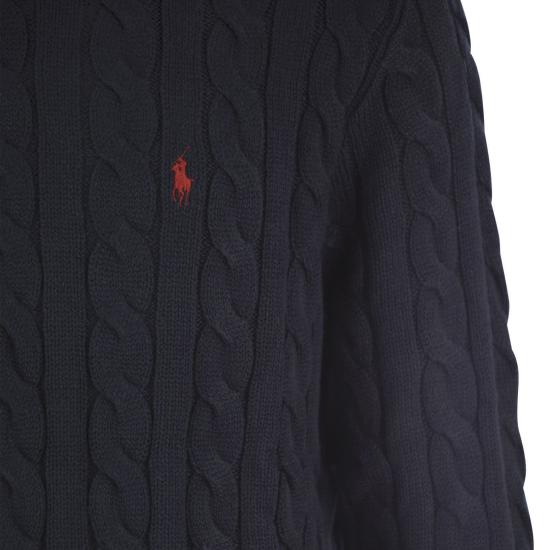 26SS 폴로 랄프로렌 로고 자수 케이블 니트 스웨터  710775885 BLUE - POLO RALPH LAUREN
