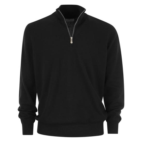 26SS 브루넬로 쿠치넬리 캐시미어 집업 니트 M2200124 BLACK