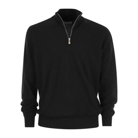  브루넬로 쿠치넬리 캐시미어 집업 니트 M2200124 BLACK