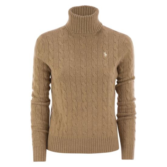 폴로 랄프로렌 울 캐시미어 케이블 니트 터틀넥  211888686 CARAMEL