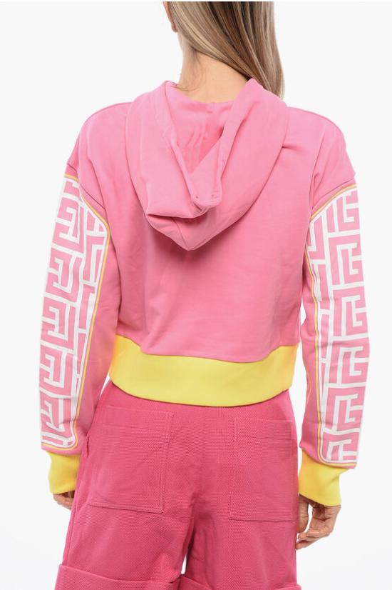  발망 후드 티셔츠 XF2JP011GB00 OCN Pink - BALMAIN