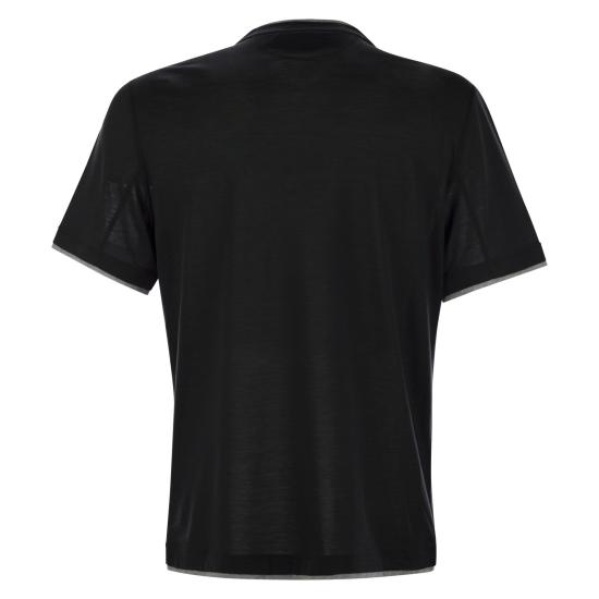  브루넬로 쿠치넬리 자수 로고 티셔츠 M0B137427 BLACK - BRUNELLO CUCINELLI