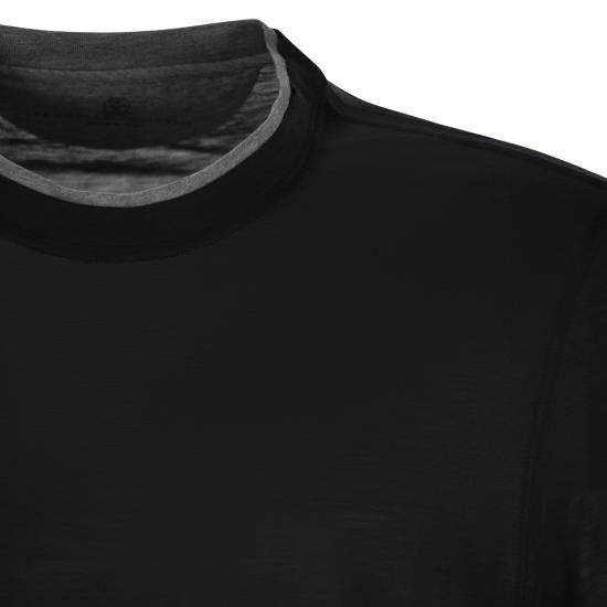  브루넬로 쿠치넬리 자수 로고 티셔츠 M0B137427 BLACK - BRUNELLO CUCINELLI