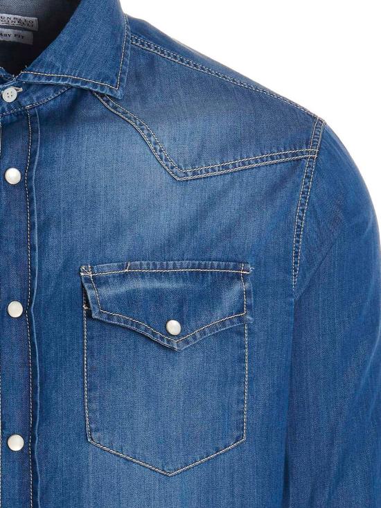 25SS 브루넬로 쿠치넬리 데님 셔츠 MR6834008COM47 Blue - BRUNELLO CUCINELLI