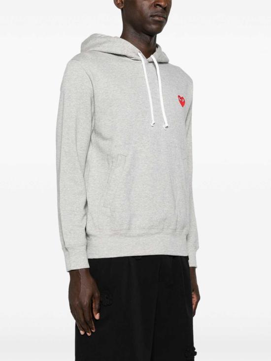 25FW 꼼데가르송 플레이 로고 후드 티셔츠 AXT170D1 Grey - COMME DES GARCONS