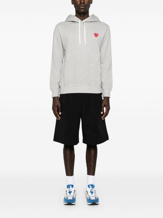 25FW 꼼데가르송 플레이 로고 후드 티셔츠 AXT170D1 Grey - COMME DES GARCONS