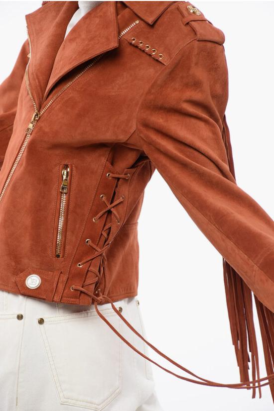  발망 가죽 자켓 XF2TD070LB13 KBI Orange - BALMAIN