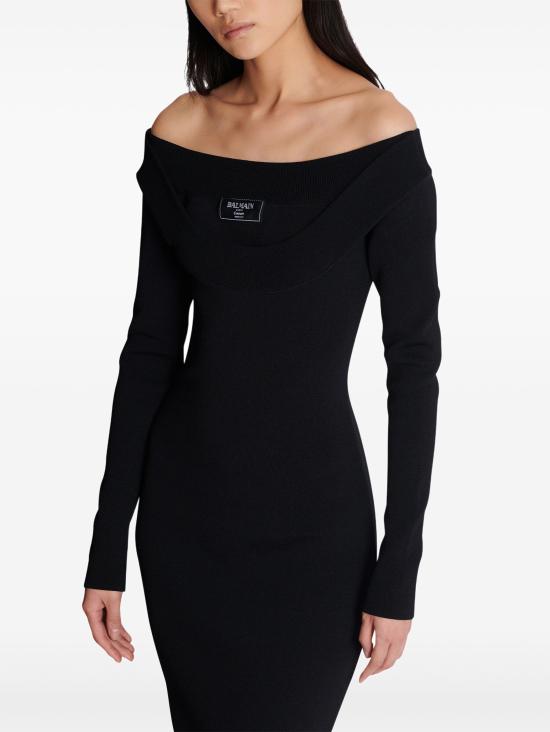 25SS 발망 미디 원피스 EF1RL109KH82 0PA BLACK - BALMAIN