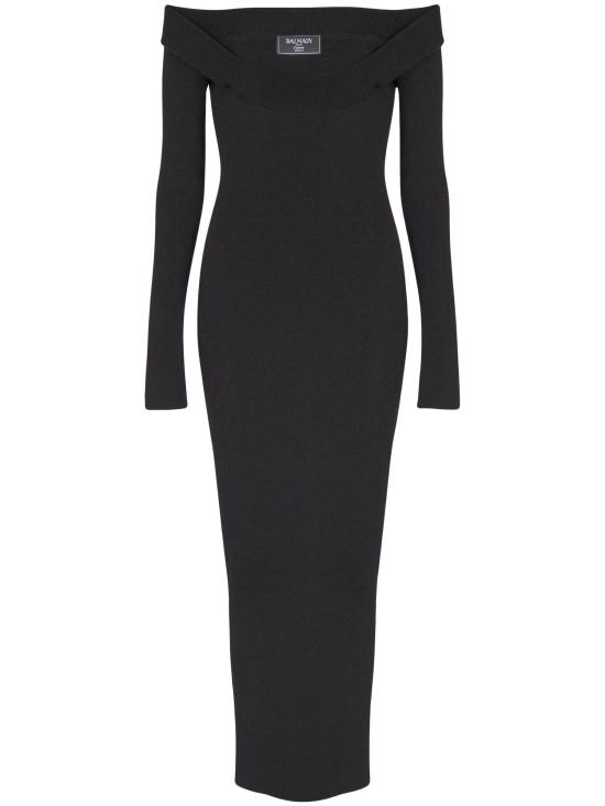  발망 미디 원피스 EF1RL109KH82 0PA BLACK - BALMAIN