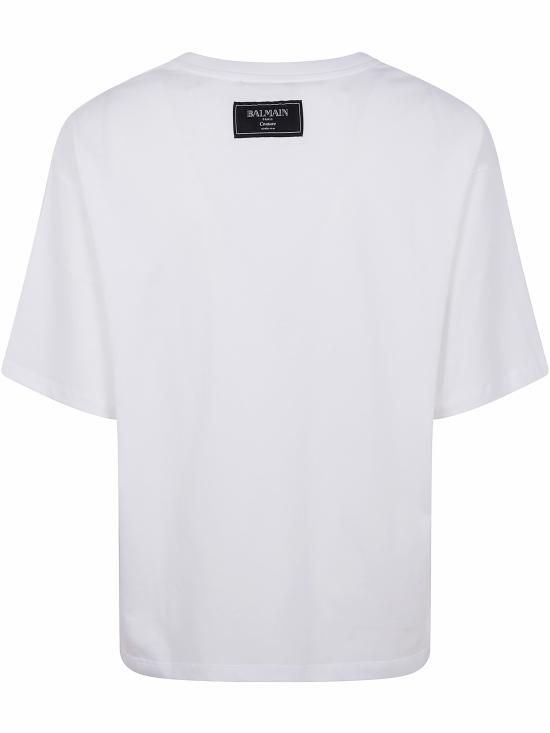 25SS 발망 반팔 티셔츠 EF1EG110GE45 GQV WHITE BLACK RED - BALMAIN