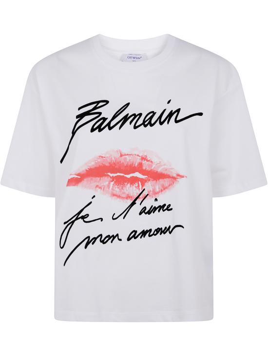 25SS 발망 반팔 티셔츠 EF1EG110GE45 GQV WHITE BLACK RED - BALMAIN