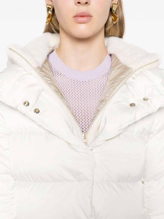  에르노 새틴 & 뉴 레이디 퍼 A셰이프 다운 자킷 PI001934D12170Z1000 White - HERNO
