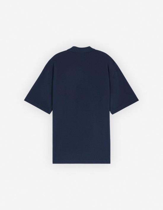  메종키츠네 볼드 폭스 헤드 패치 오버사이즈 폴로 티셔츠 MM00202KJ7010 P492 DEEP NAVY - MAISON KITSUNE