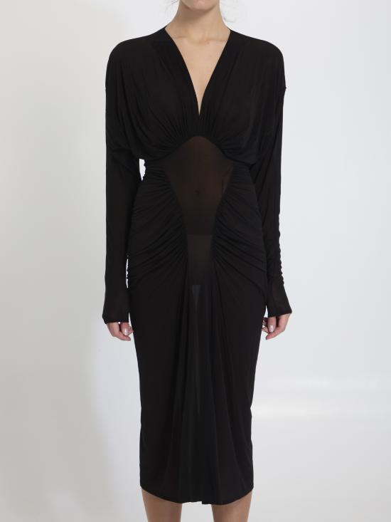 24FW 생로랑 미디 원피스 808093 BLACK