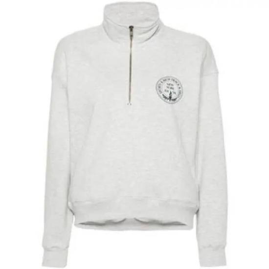  스포티앤리치 긴팔 티셔츠 QZAW2310HG HEATHER GRAY NAVY DOM