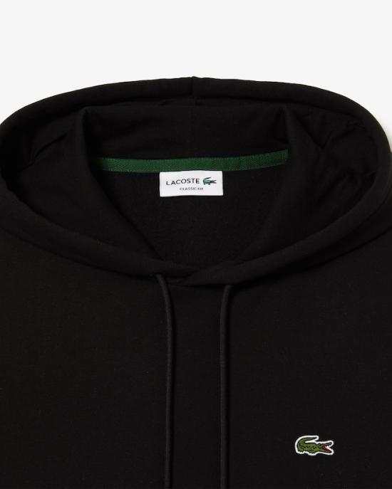 25FW 라코스테 오가닉 코튼 후드 티셔츠 SH9623031 BLACK DOM - LACOSTE