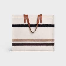  셀린느 자카드 스트라이프 텍스타일 카바스 라지 118862GCU 01EA ECRU BLACK DOM