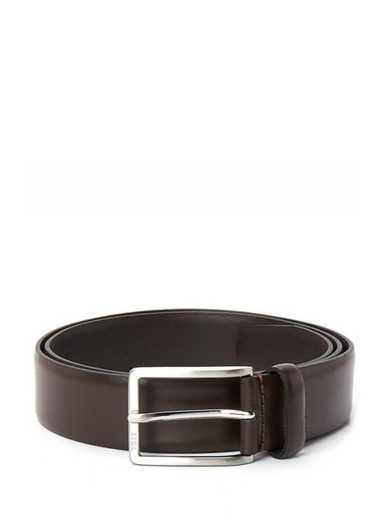 26FW 휴고보스 에르만 브러시드 실버 하드웨어 이탈리안 레더 벨트 50491834 205 DARK BROWN DOM