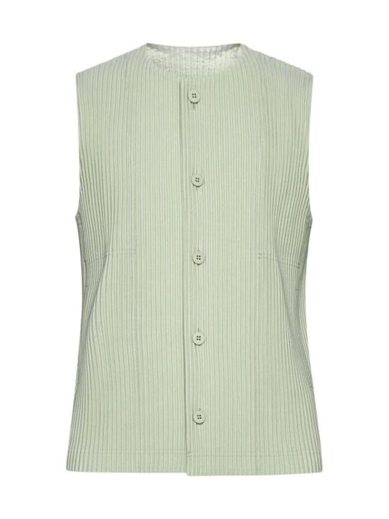  옴므 플리세 이세이 미야케 민소매 티셔츠 HP46JE152 61 LIGHT JADE GREEN DOM