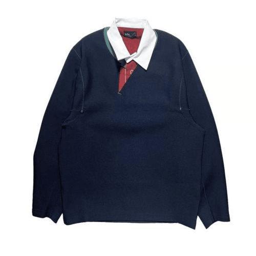  컬러 폴로 티셔츠 23WCM T01202 C KNIT NAVY DOM