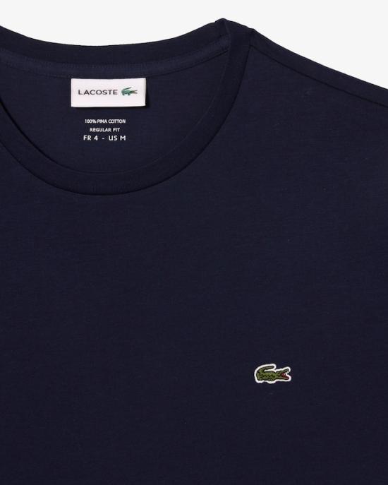 25SS 라코스테 피마 코튼 저지 크루넥 티셔츠 TH6709166 NAVY DOM - LACOSTE