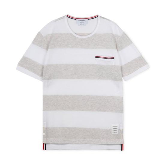  톰브라운 반팔 티셔츠 MJS201A J0049 057 WHITE LIGHT GREY DOM
