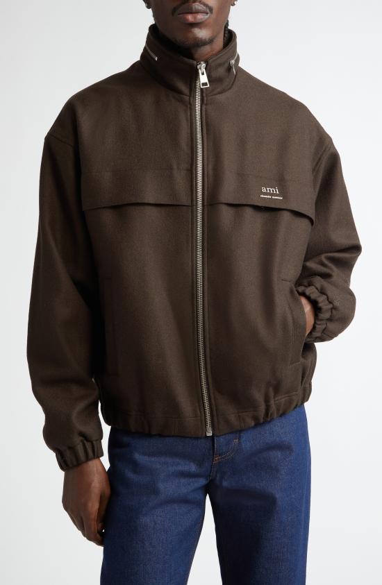  아미 드라이 울 윈드브레이커 HJK058 WV0018 221 DARK COFFEE DOM - AMI