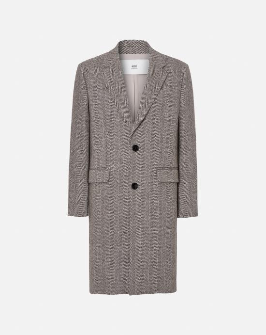  아미 코트 HCO010WV00542004 DARK COFFEE OFF WHITE DOM