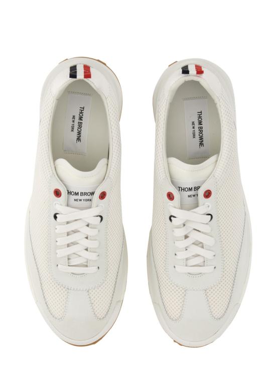 26FW 톰브라운 파인 키드 스웨이드 테크 러너 베이지 MFD180A 03050 100 WHITE GREY DOM - THOM BROWNE