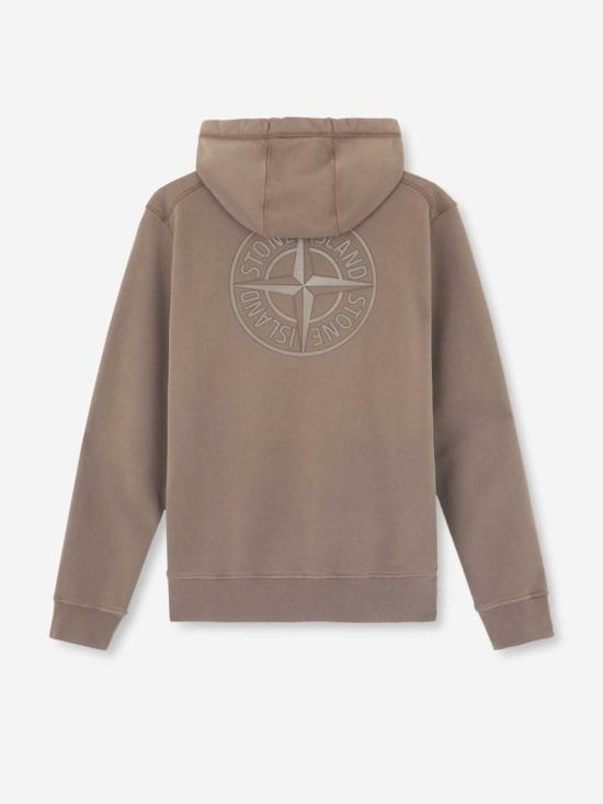 스톤 아일랜드 로고 코튼 후드 티셔츠 811566283V0075 WALNUT DOM - STONE ISLAND