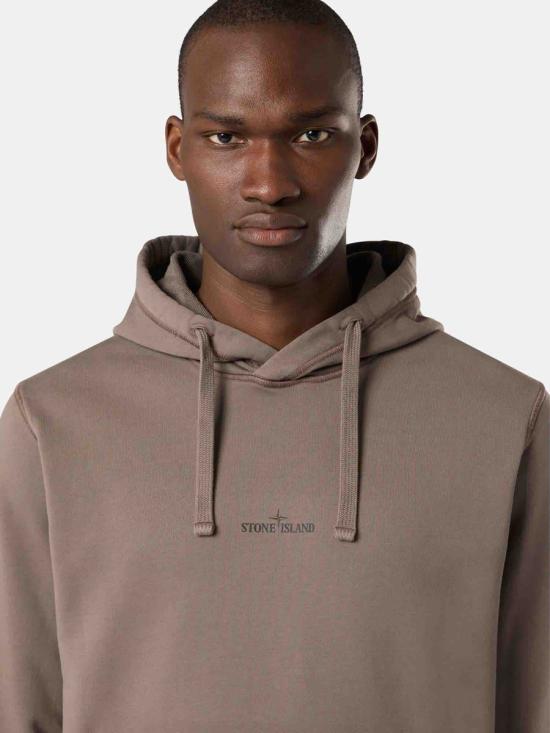  스톤 아일랜드 로고 코튼 후드 티셔츠 811566283V0075 WALNUT DOM - STONE ISLAND