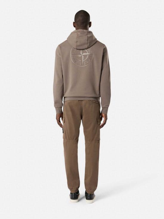  스톤 아일랜드 로고 코튼 후드 티셔츠 811566283V0075 WALNUT DOM - STONE ISLAND